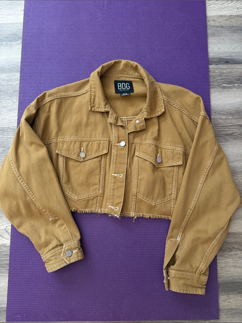 Urban Outfitters BDG Cropped Trucker Jacket in Mustard